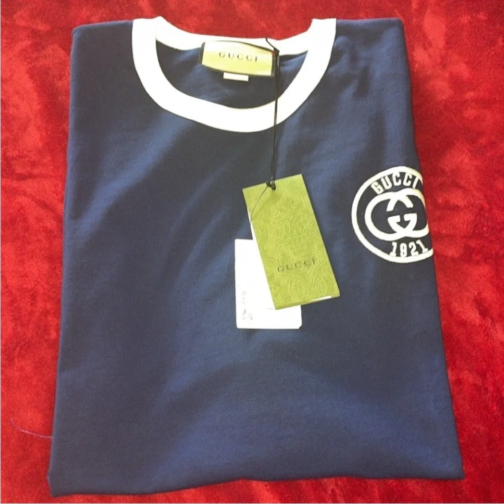 New Gucci 1921 logo embroidery shirt